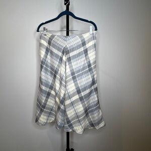Lauren Ralph Lauren Gray and Cream Plaid A-Line Skirt w/ Pockets Size 6